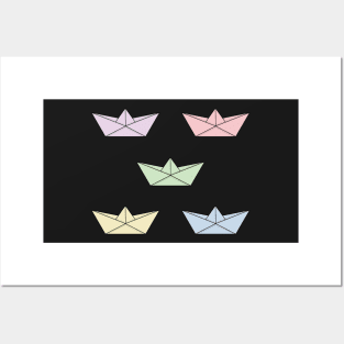 Pastel paper boats set Posters and Art